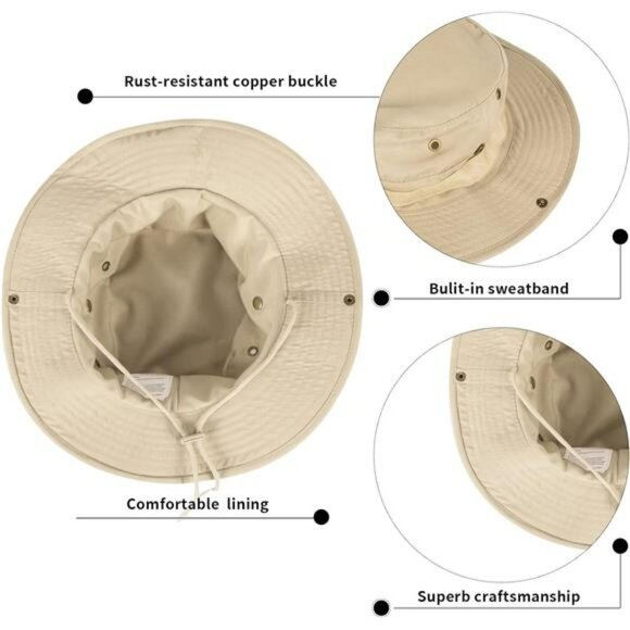 sun hat bucket hat for men women upf 50 boonie uv protection hiking fishing beac - Picture 4 of 7